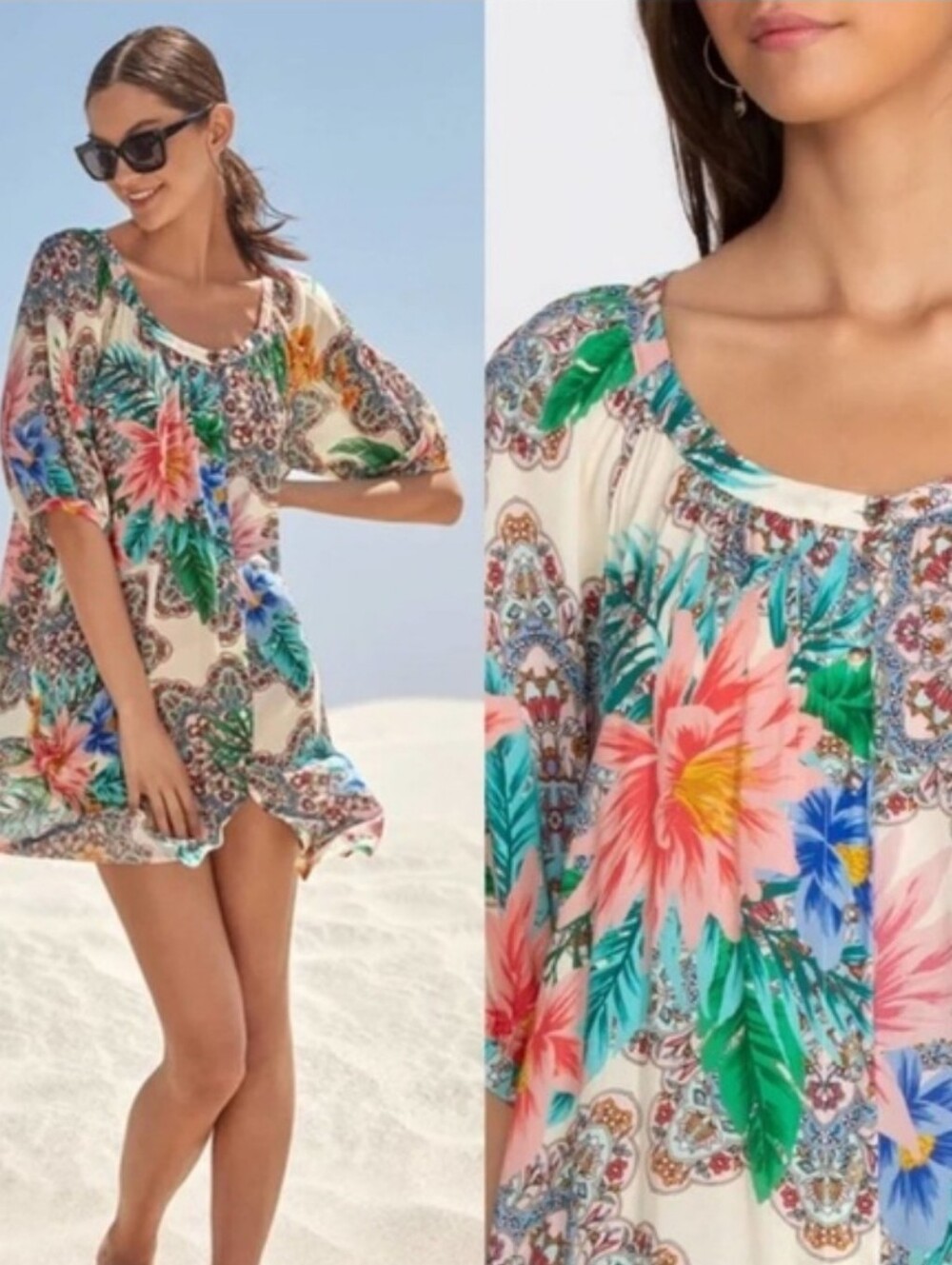 Johnny Was Bryony Floral Mini Dress Size Medium - Picture 2 of 11